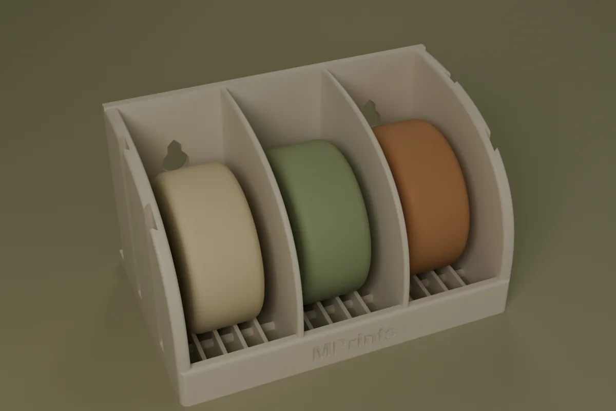 The 3-Box Soap Holder holding three round bars of soap in cream, sage, and clay.