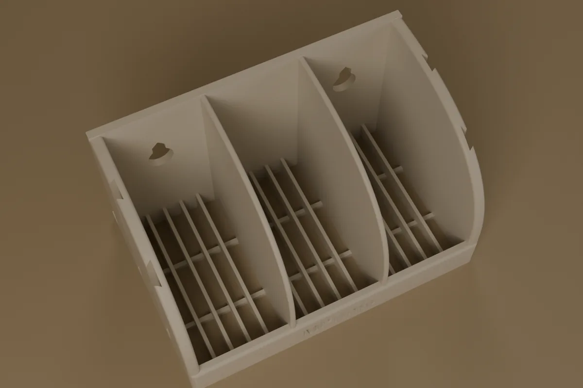 The empty 3-Box Soap Holder from above, showing the raised drain ribs and the keyhole mounting slots.