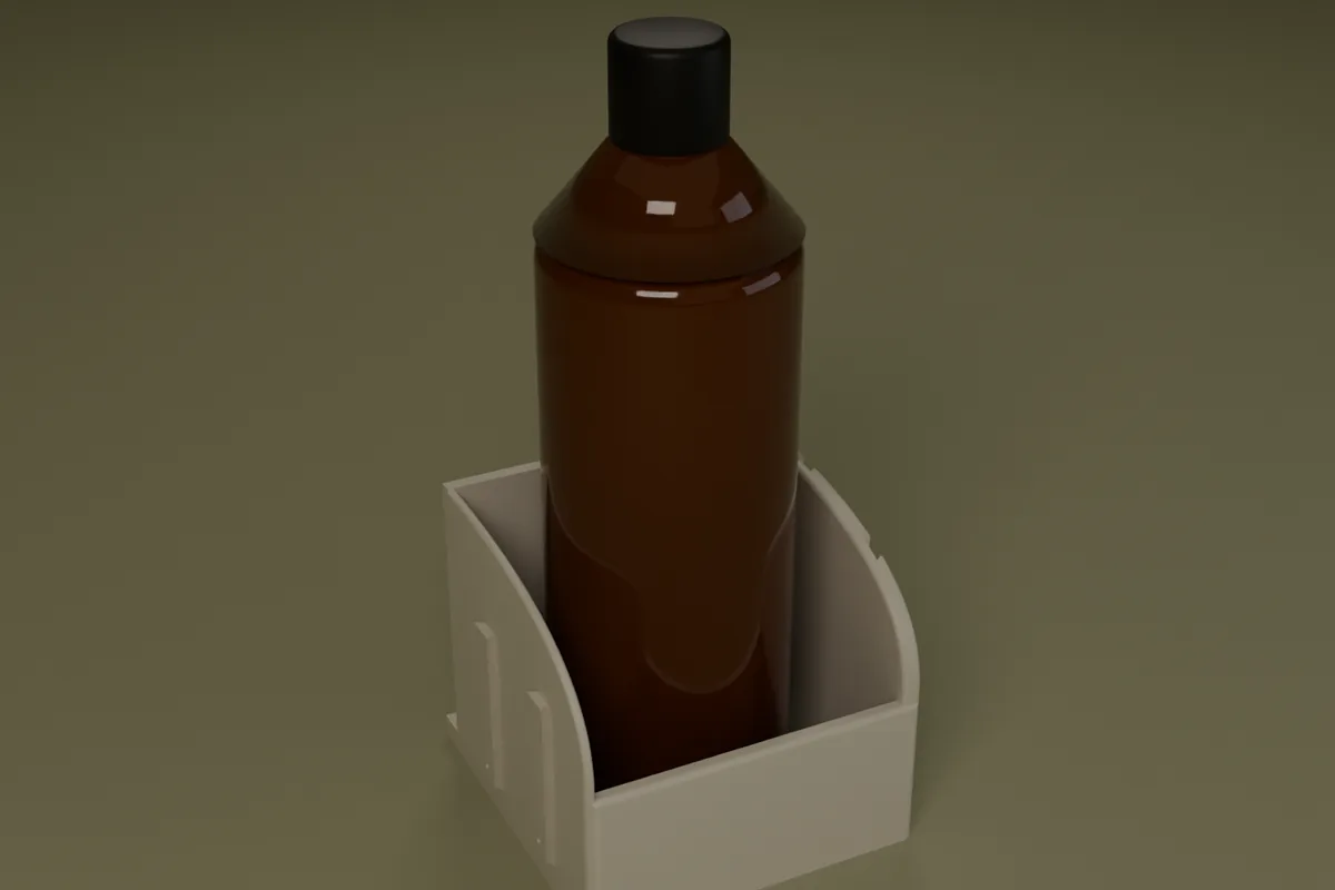 The Bottle Holder add-on holding an amber bottle.